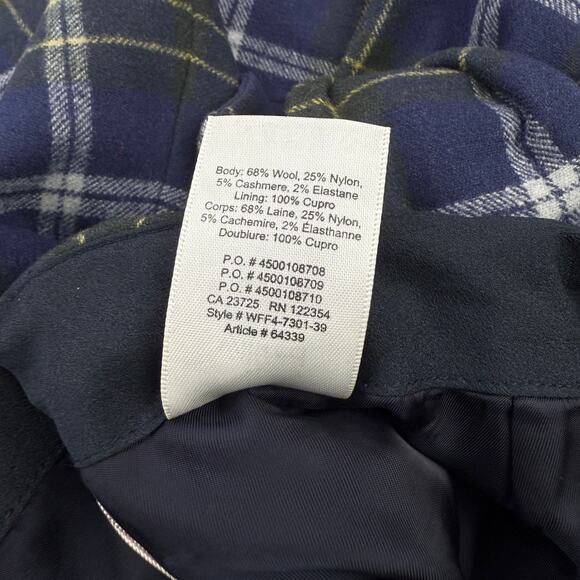 WILFRED Aritzia Wool Wrap Front Mini Skirt Sz 2 Blue Plaid - Picture 6 of 7